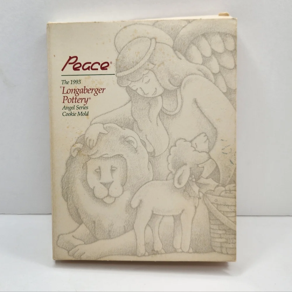 Longaberger Pottery The 1993 Angel Series Cookie Mold Peace Recipe Vintage